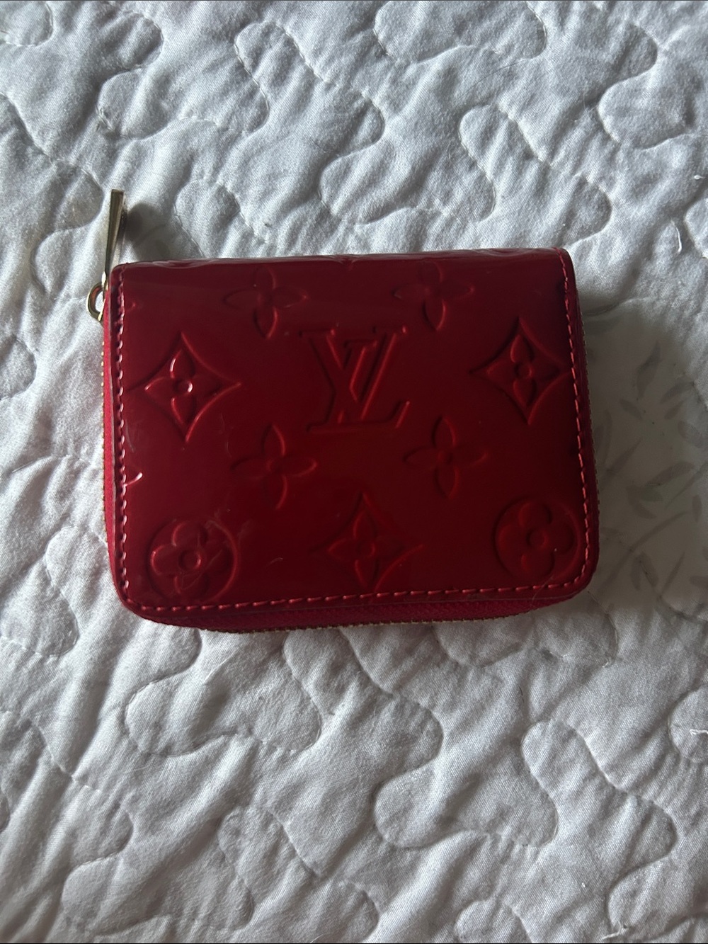 Louis Vuitton Vernis Patent Red Zip Card Wallet